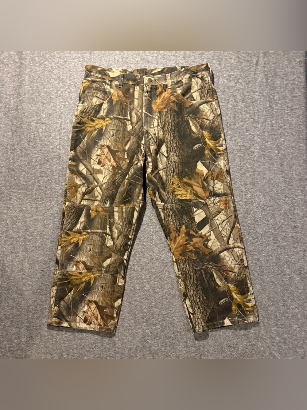 Wrangler Realtree Double Knee Camo Pants **Modified* Fit 38x26 VTG Heavy Hunting